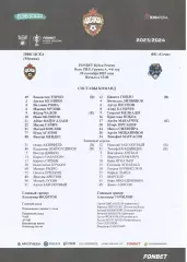 Стартовый протокол матча ПФК ЦСКА(М) - ФК Сочи(Сочи) 20.09.2023, Кубок России