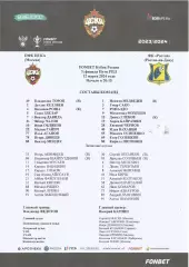 Стартовый протокол матча ЦСКА(М) - ФК Ростов(Р/Д) 12.03.2024, Кубок России, 1/4