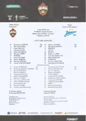 Стартовый протокол матча ПФК ЦСКА(Москва) - Зенит(СП) 2.05.2024, Кубок России