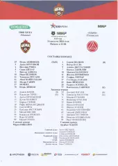 Стартовый протокол матча ПФК ЦСКА(Москва) - Акрон(Тольятти) 24.08.2024