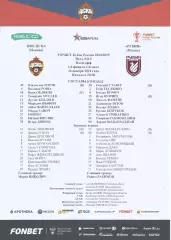 Стартовый протокол матча ЦСКА(Москва) - Рубин(Казань) 26.11.2024, Кубок России