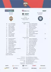 Стартовый протокол матча ПФК ЦСКА(Москва) - ФК Оренбург(Оренбург) 29.11.2025