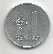 Монета 1 цент. Литва, 1991