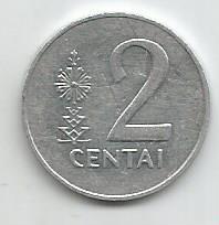 Монета 2 цента. Литва, 1991