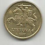 Монета 10 центов. Литва, 1997 1