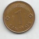 Монета 1 сантим. Латвия, 1997