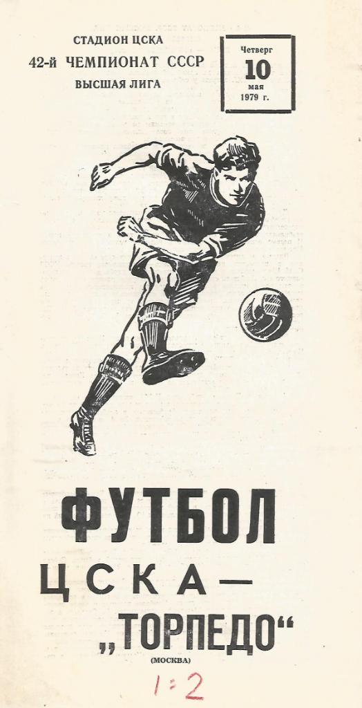 Программа. Футбол. ЦСКА(Москва) - Торпедо(Москва) 10.05.1979