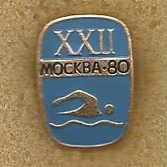 Значок. XXII Олимпийские игры. Москва-80. Плавание