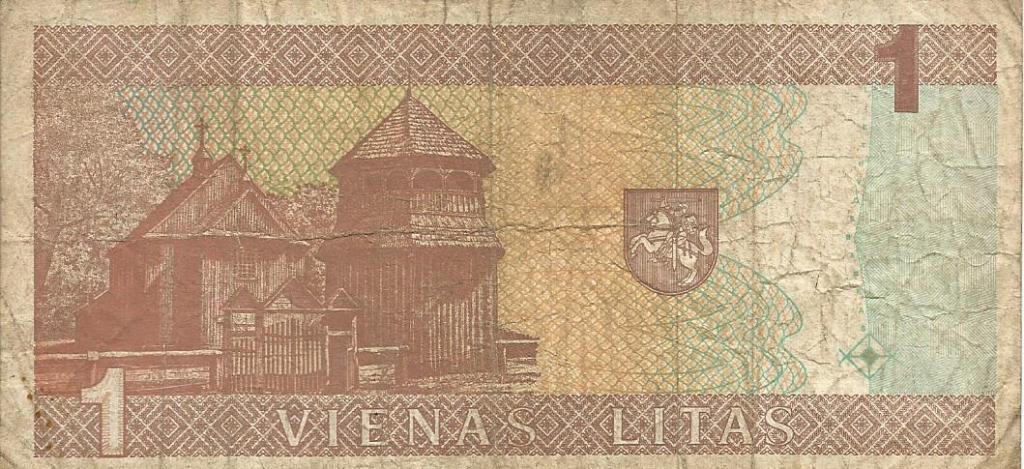 Банкнота 1 лит. Литва, 1994. ААВ8878435 1