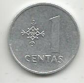 Монета 1 цент. Литва, 1991