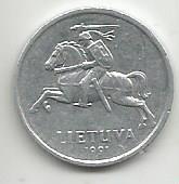 Монета 1 цент. Литва, 1991 1