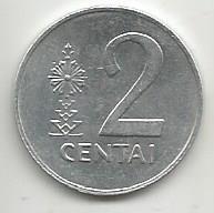 Монета 2 цента. Литва, 1991