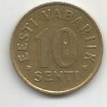 Монета 10 центов. Эстония, 1994