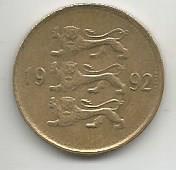 Монета 50 центов. Эстония, 1992 1