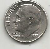 Монета 1 дайм (10 центов). США, 1987. (Рузвельд)