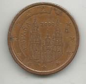 Монета 2 евроцента. Испания, 2000. (Собор Святого Иакова) 1