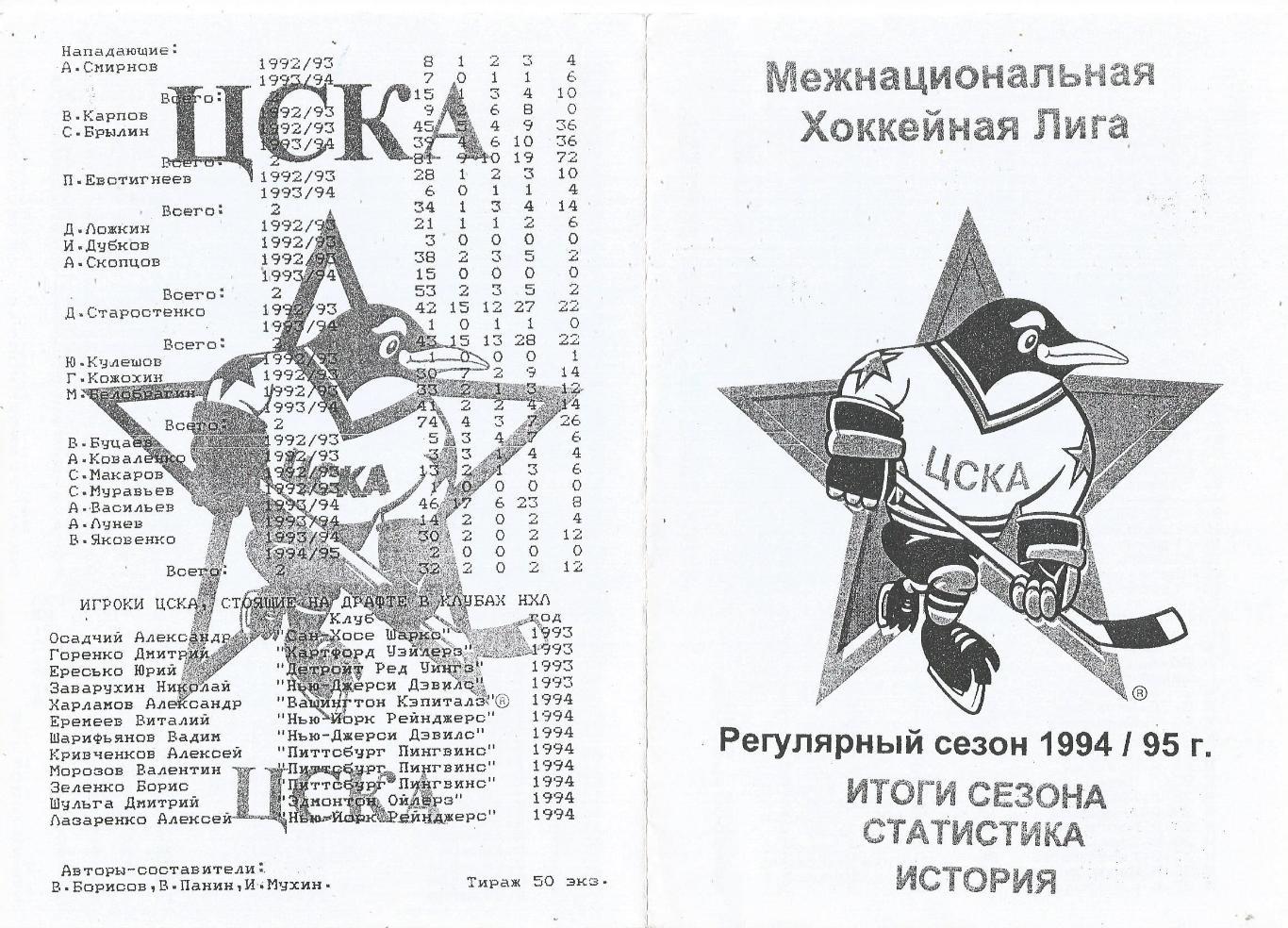 Хоккей. Регулярный сезон 1994 -1995. Итоги сезона, статистика, история