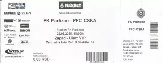 Билет. Футбол. Партизан(Белград) - ЦСКА(Москва) 22.03.2025