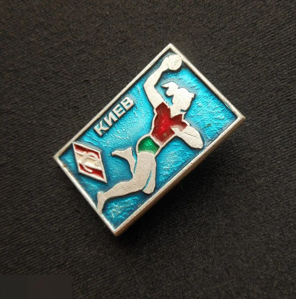 М ЗНАЧОК СССР ДСО СПАРТАК КИЕВ УКРАИНА УССР ЖЕНСКИЙ ГАНДБОЛ РУЧНОЙ МЯЧ ЖЕНЩИНЫ СИНИЙ ФОН 2-й 3