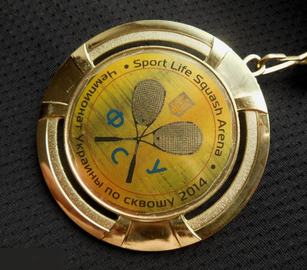 МЕДАЛЬ ЛЕНТА СПОРТИВНАЯ ФЕДЕРАЦИЯ ФСУ СКВОШ ЧЕМПИОНАТ УКРАИНЫ 2014 UKRAINE SQUASH ТЯЖЕЛАЯ D=70mm 5-я 7