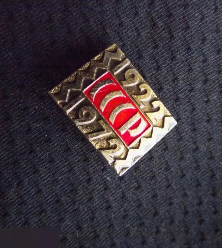 М ЗНАЧОК СССР 1922 1972 50 ЛЕТ ЮБИЛЕЙ ЗОЛОТИСТЫЙ 19х14mm 2-й 1