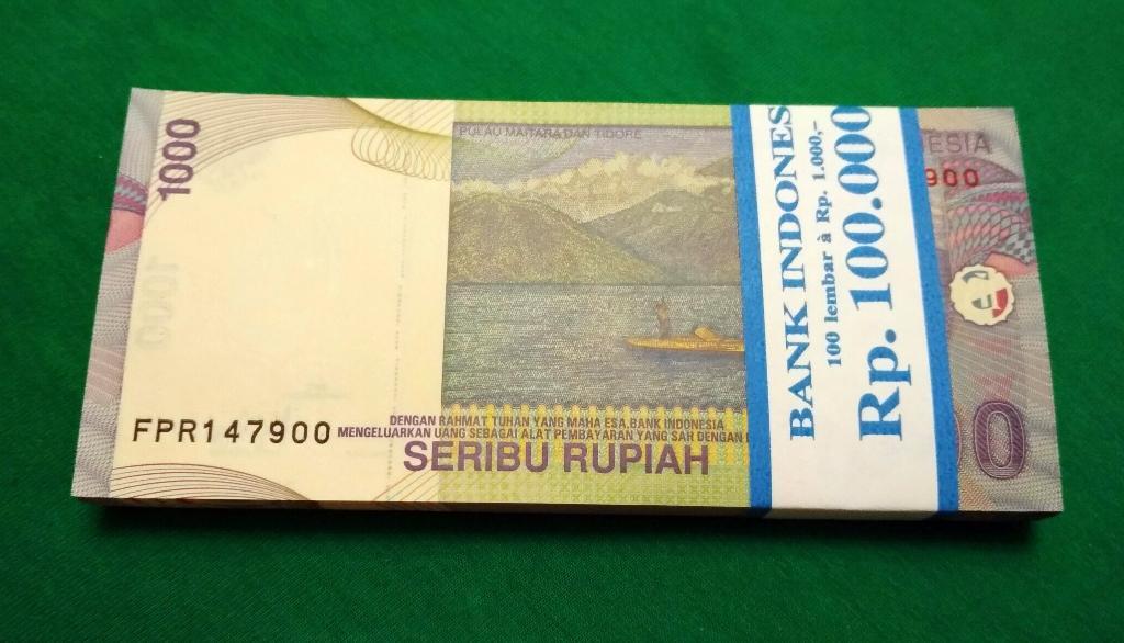 Корешок 100 шт. Индонезия 1000 рупий 2016 г. пресс UNC 1