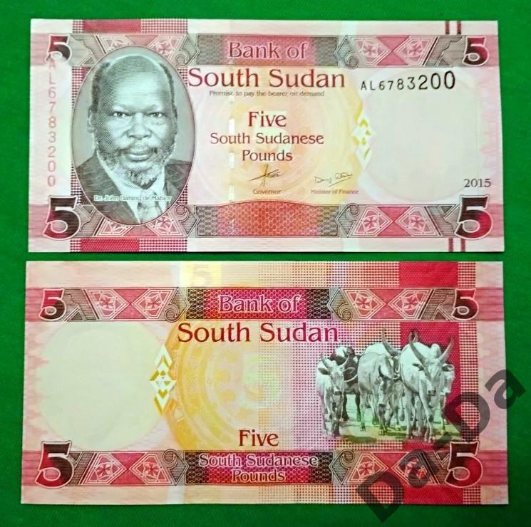 Южный Судан 5 фунтов 2015 г.P-6UNC пресс Корова 1