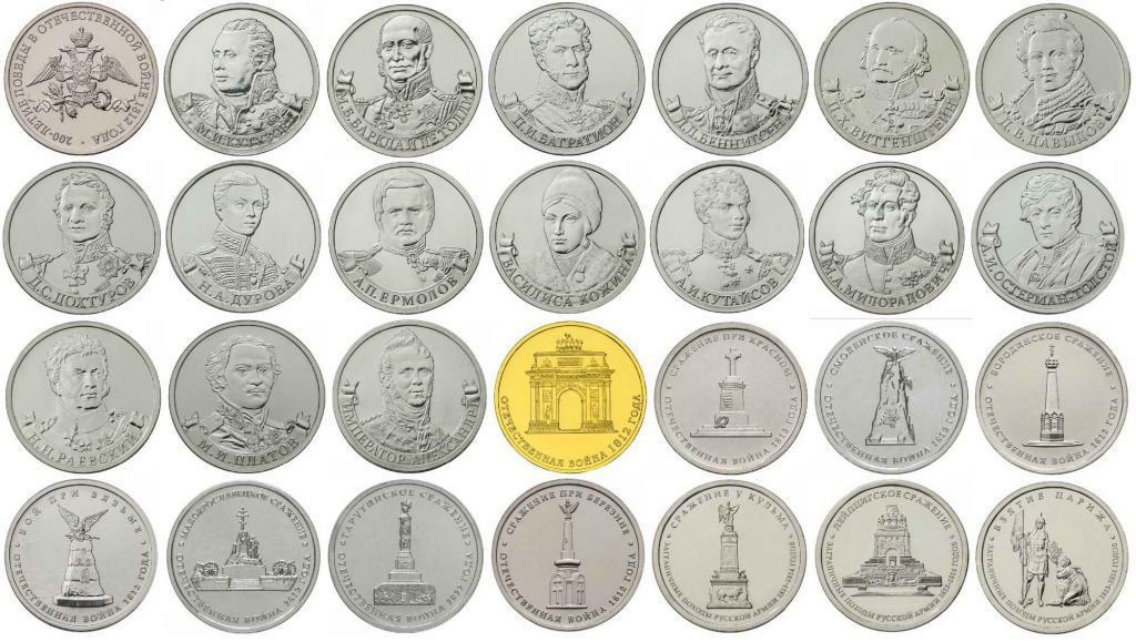 Бородино 2012 г., Россия, комплект 28 монет, UNC