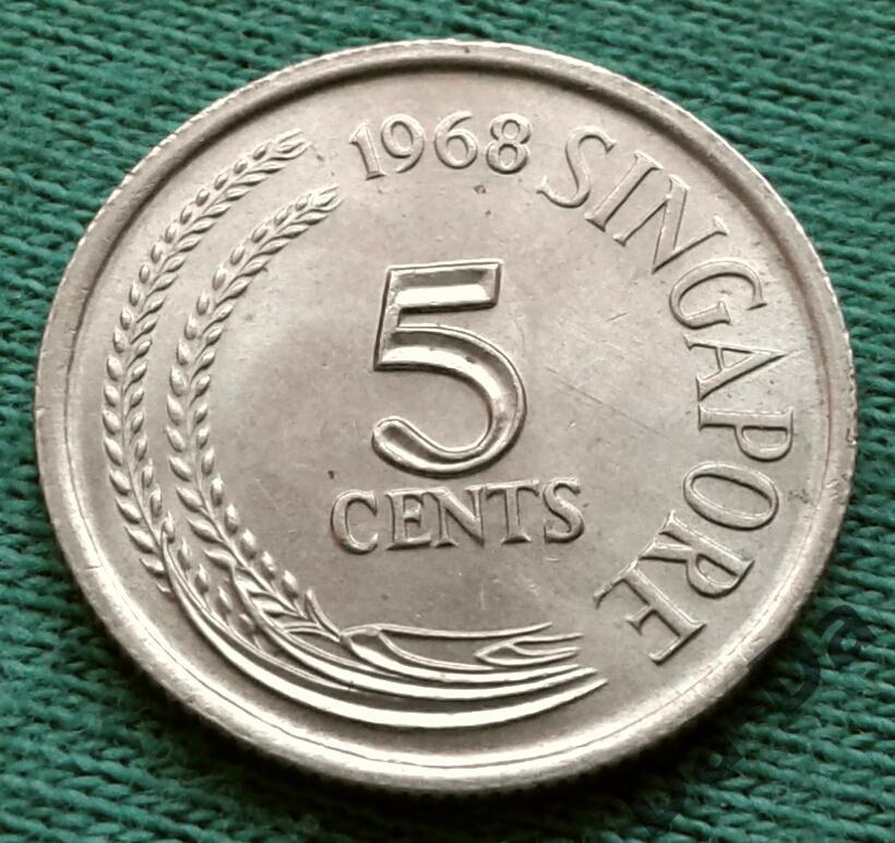 Сингапур 5 центов 1968 г. (1128) птица 1