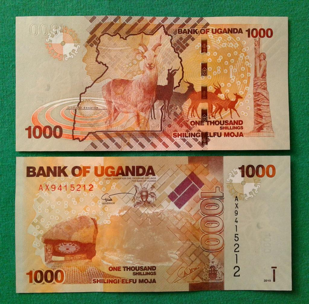 Уганда 1000 шиллингов 2010 г. Пресс. Антилопа