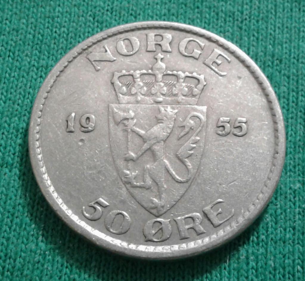 Норвегия 50 эре 1955 г. (1244)