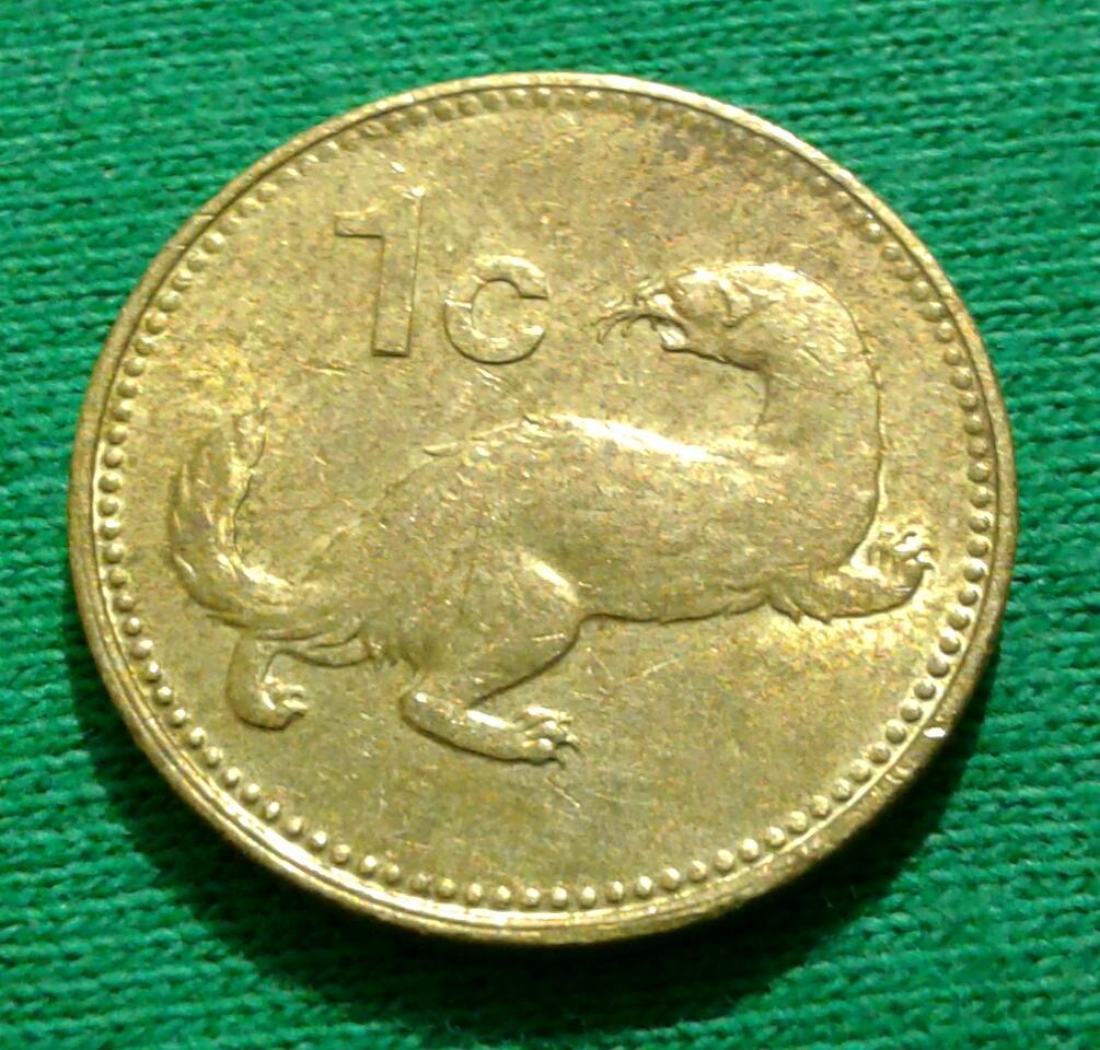Мальта 1 цент 1991 г. Ласка (1127)
