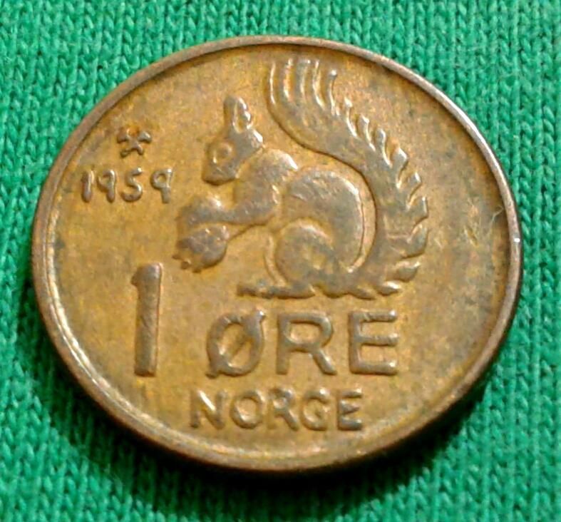 Норвегия 1 эре 1959 г. Белка (216)