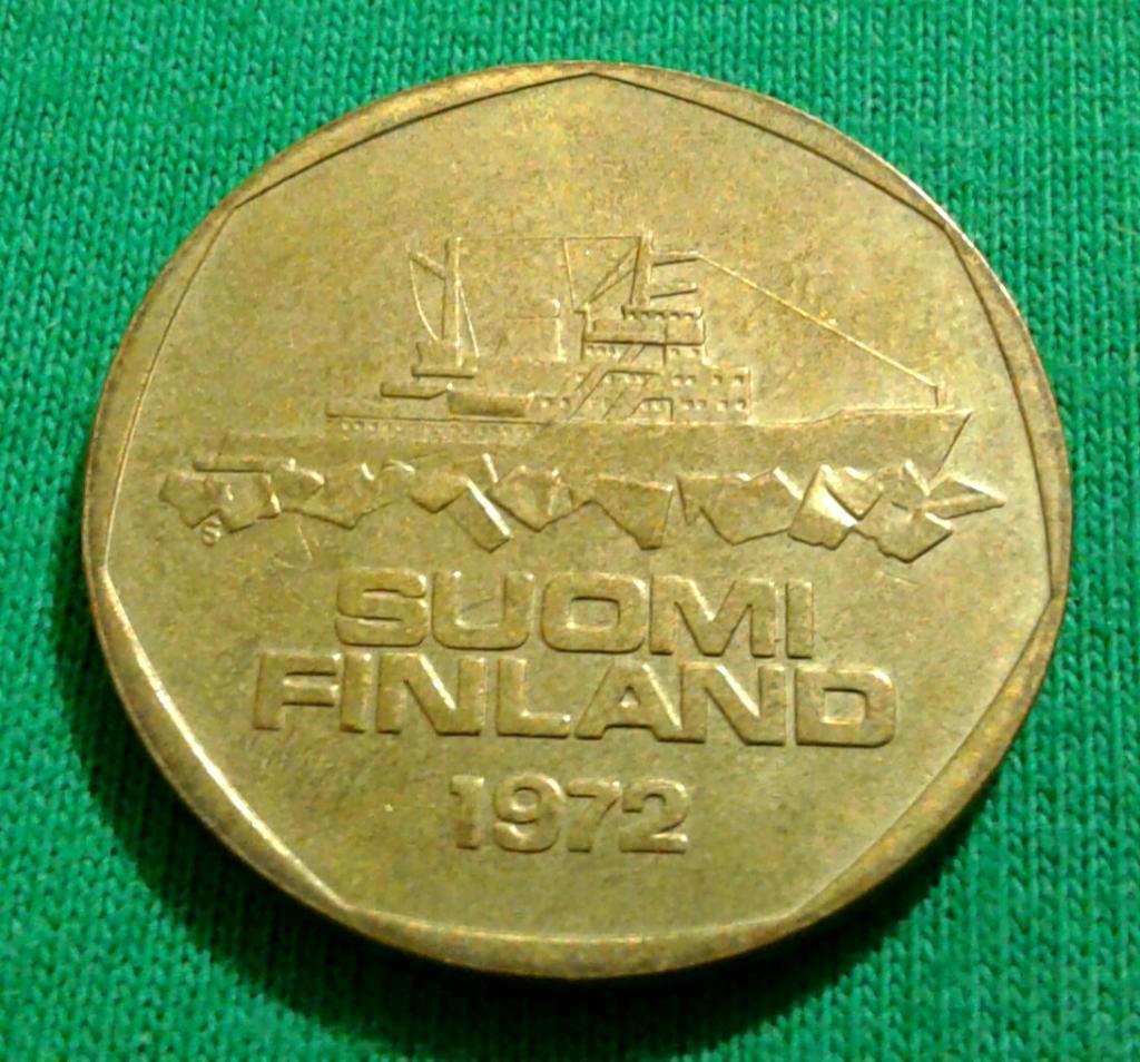 Финляндия 5 марок 1972 г. Корабль (118)