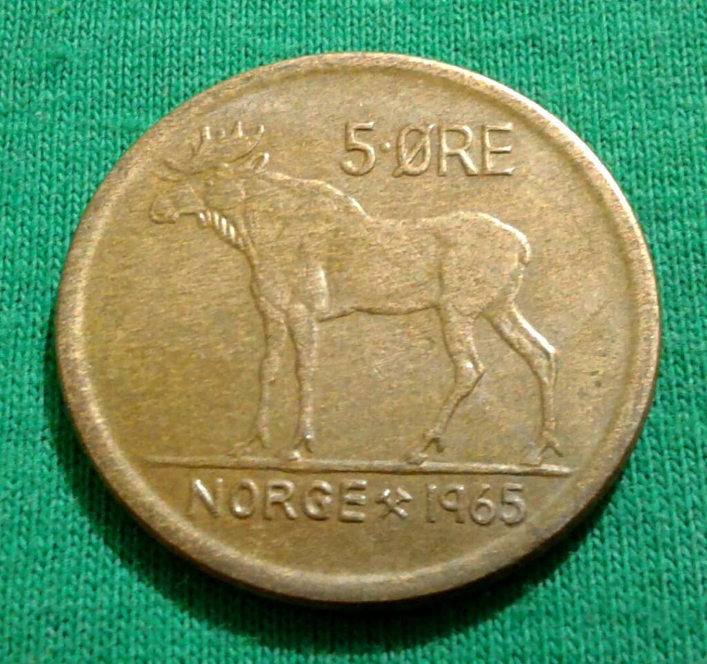 Норвегия 5 эре 1965 г. Лось (827)