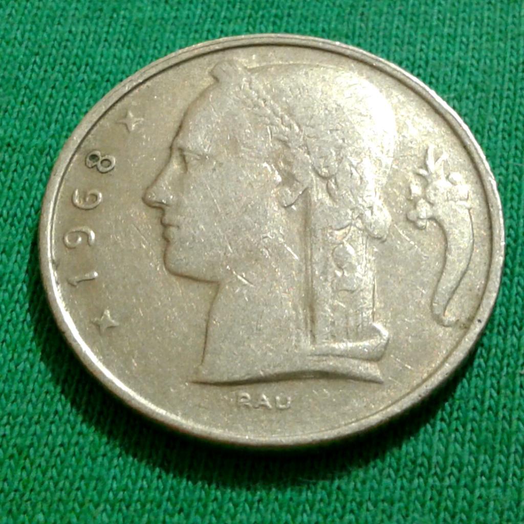 Бельгия 5 франков 1968 г. (146)