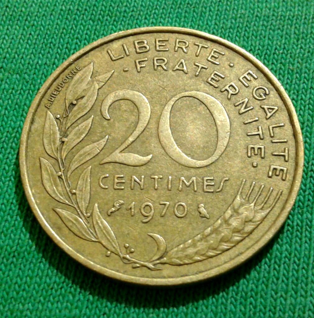 Франция 20 сантимов 1970 г. (1211) 1