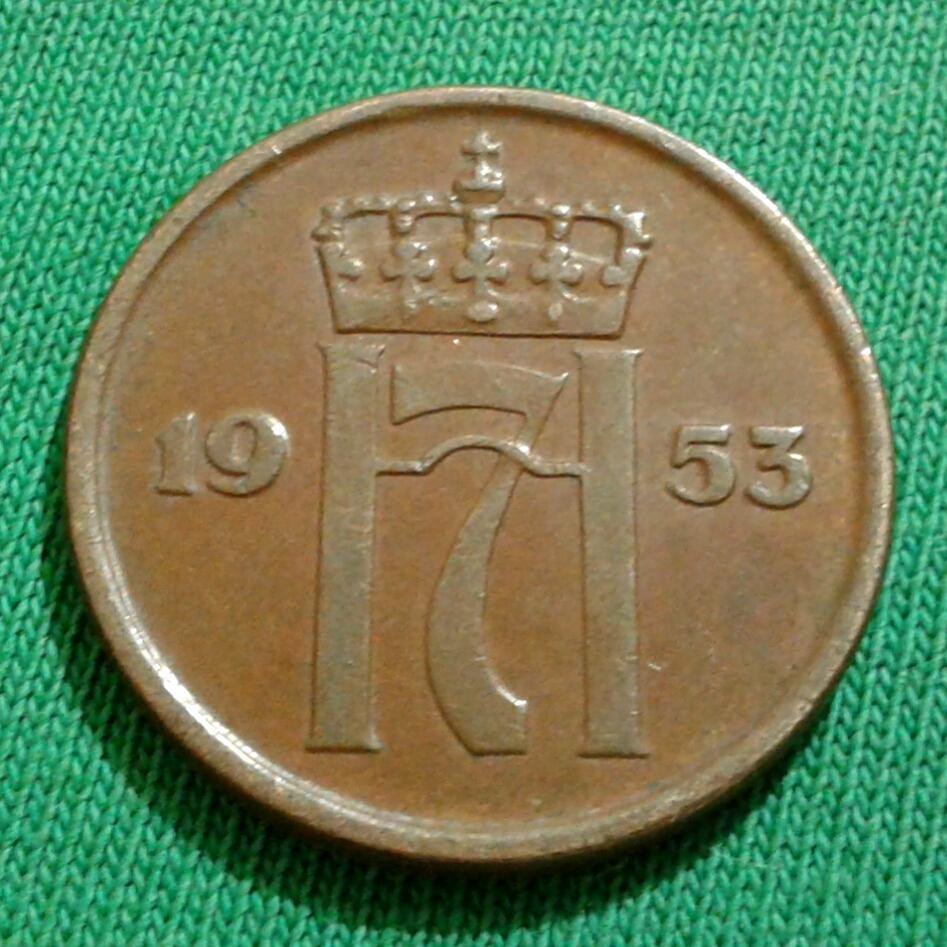 Норвегия 2 эре 1953 г. (1104)
