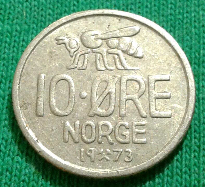 Норвегия 10 эре 1973 г. Пчела (613)