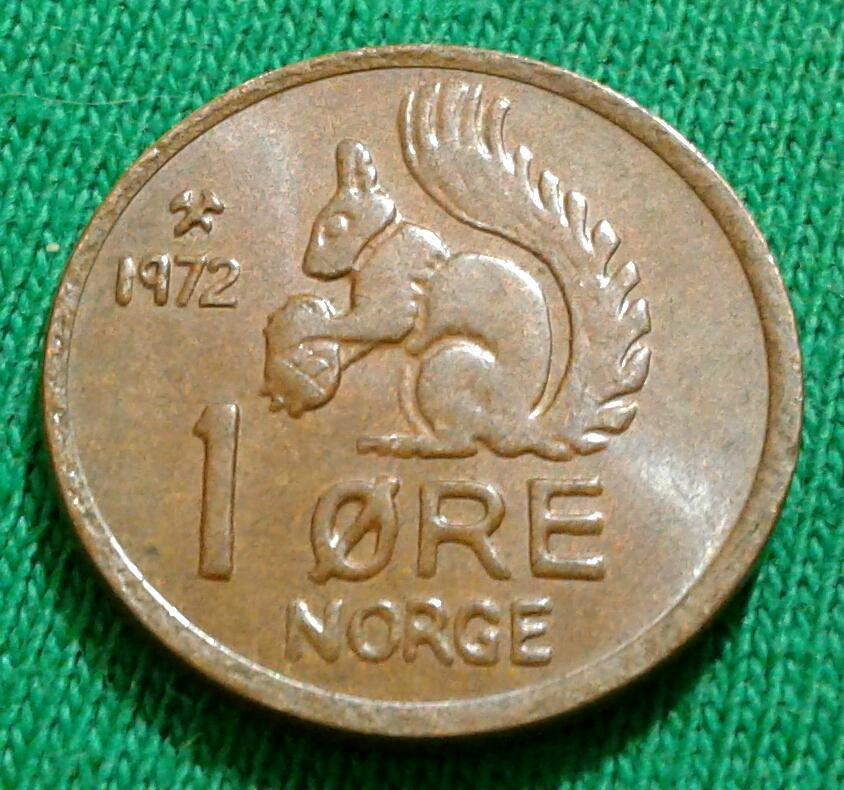 Норвегия 1 эре 1972 г. Белка (624)
