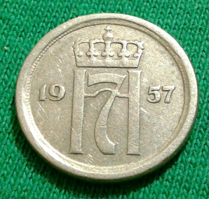 Норвегия 10 эре 1957 г. (627)
