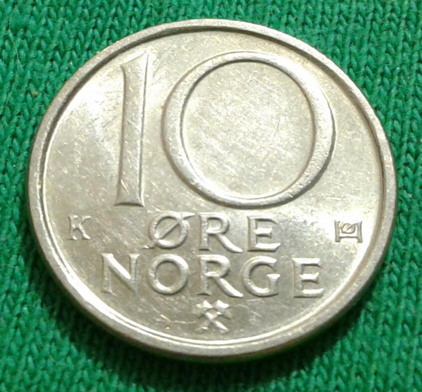 Норвегия 10 эре 1990 г. 1