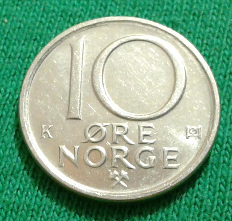 Норвегия 10 эре 1991 г. 1