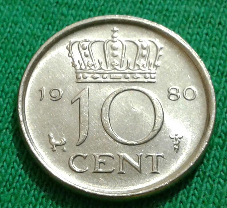 Нидерланды 10 центов 1980 г. (654)