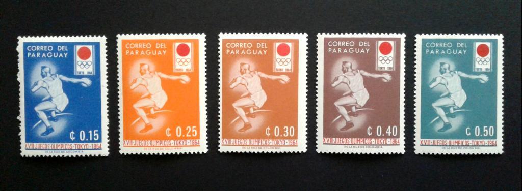 ** Парагвай 1964 г. Олимпиада. Дискобол. Спорт. 5 марок