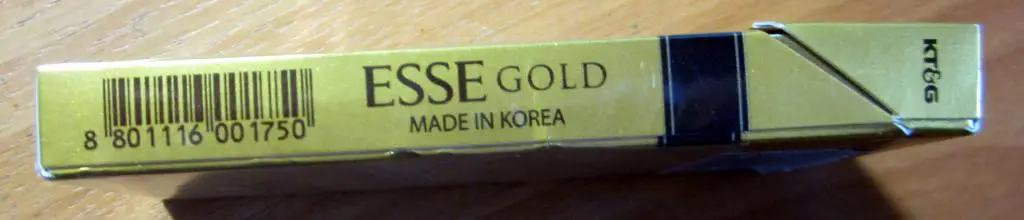 Пачка от сигарет ESSE gold (тонкие, 100). Корея 2