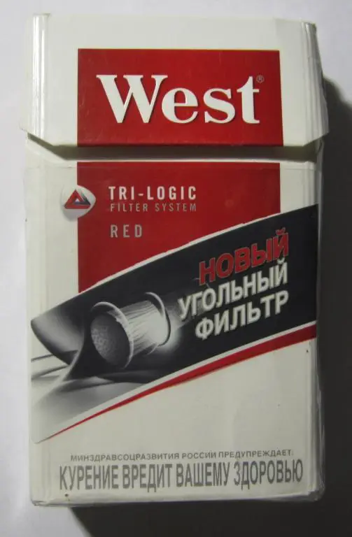 Пачка от сигарет West tri-logic red (стандарт)