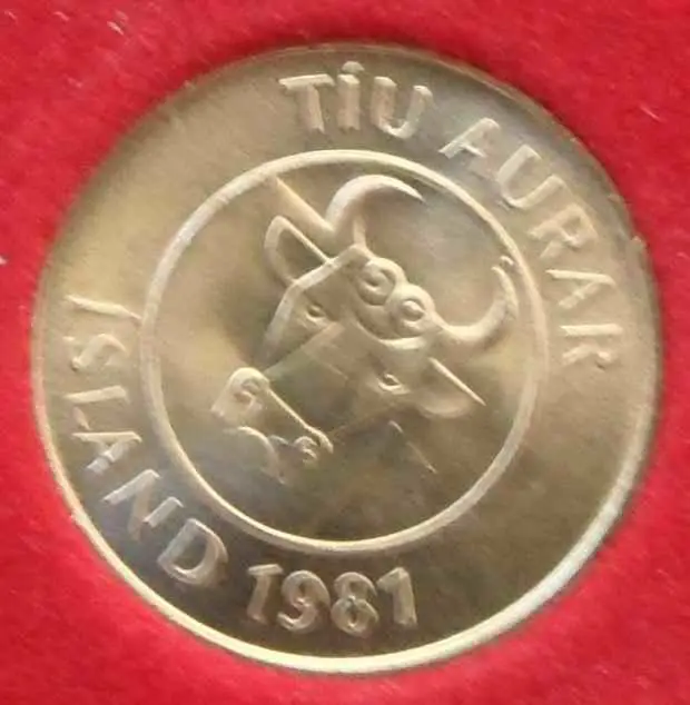 10 эре (эйре, aurar) 1981 г.Исландия (кальмар) 1