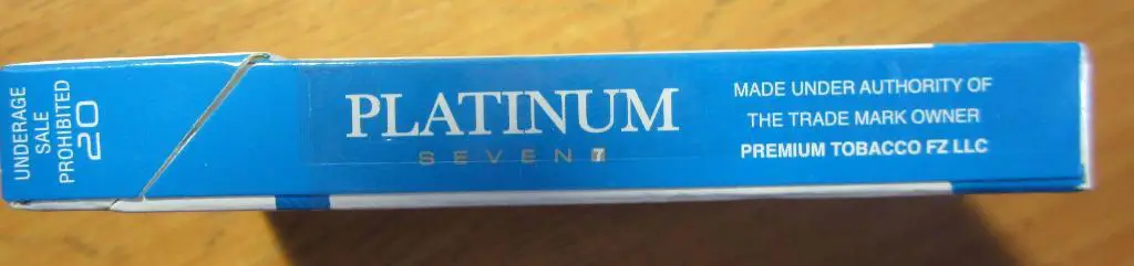 Пачка от сигарет Platinum (тонкие, 100). США 2