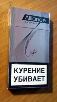 Пачка от сигарет Alliance (тонкие, 100)